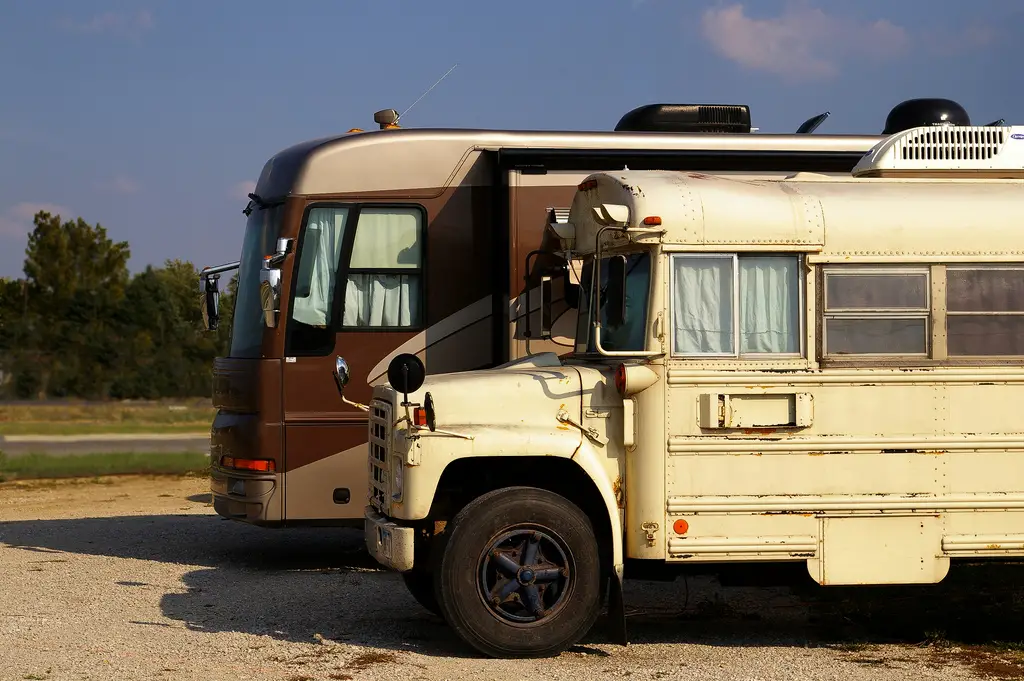 We saw lots of homemade RVs constructed from old buses