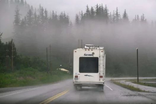 RV driving in fog requires a few extra precautions.