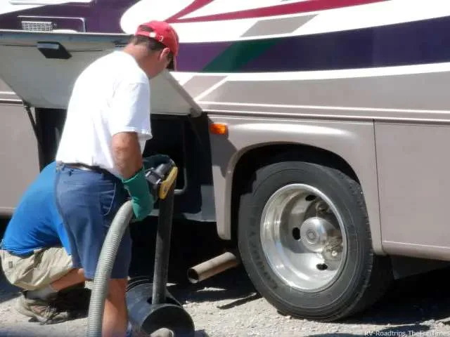 Emptying our RV water tanks. 