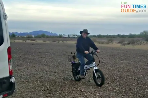 A fat tire electric bike with 4-inch tires is best for stability on- and off-road.