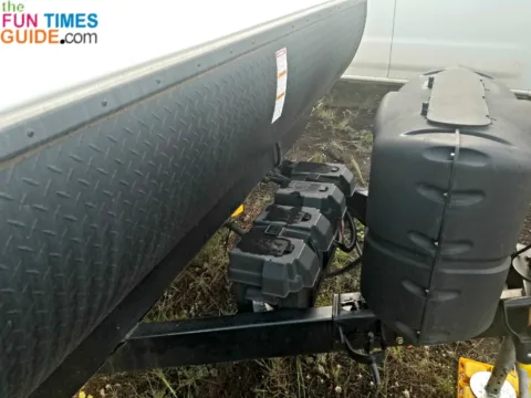 RV solar batteries on the tongue of my travel trailer