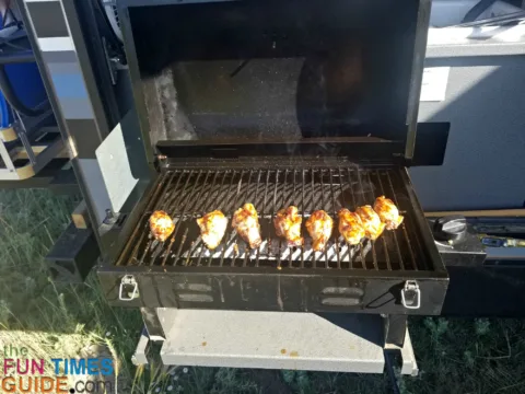 Grilled chicken is a breeze with the right RV camping cooking equipment.
