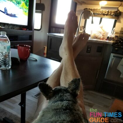 Before this, the dinette was the only semi-comfortable place to sit to watch TV. See how to remove your RV dinette like I did.