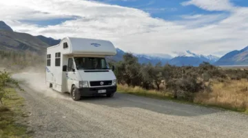 When driving an RV on gravel roads... the bigger the RV, the farther the rocks will fly with more velocity.
