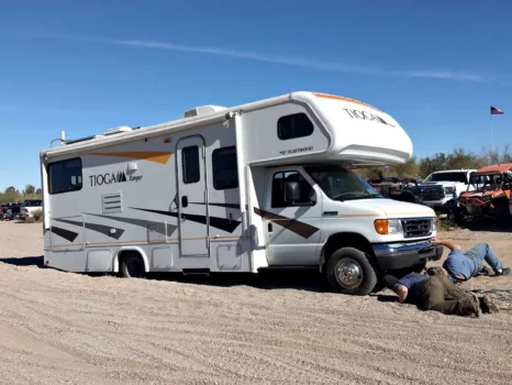 Do NOT even try to drive an RV on mud or in sand!