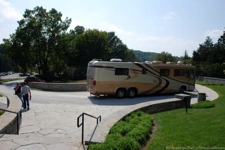 Most of the distilleries had sufficient parking for large motorhomes. The only one that didn't was Woodford Reserve pictured here. photo by Lynnette at TheFunTimesGuide.com