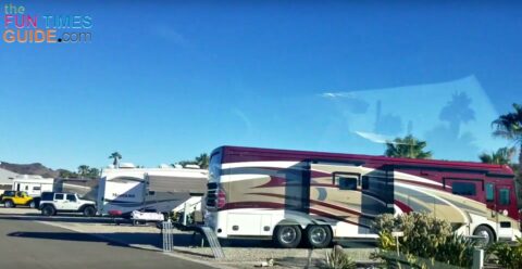 See how much it costs to stay on-grid in an RV park. photo by Curtis at TheFunTimesGuide.com See how much it costs to stay on-grid in an RV park.
