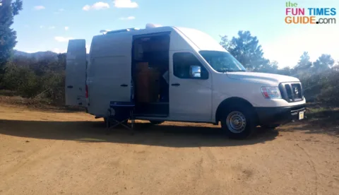 My Nissan NV 3500 RV van. I started by installing items on the roof first. Here's how...