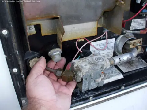RV water heater drain when winterizing an RV.